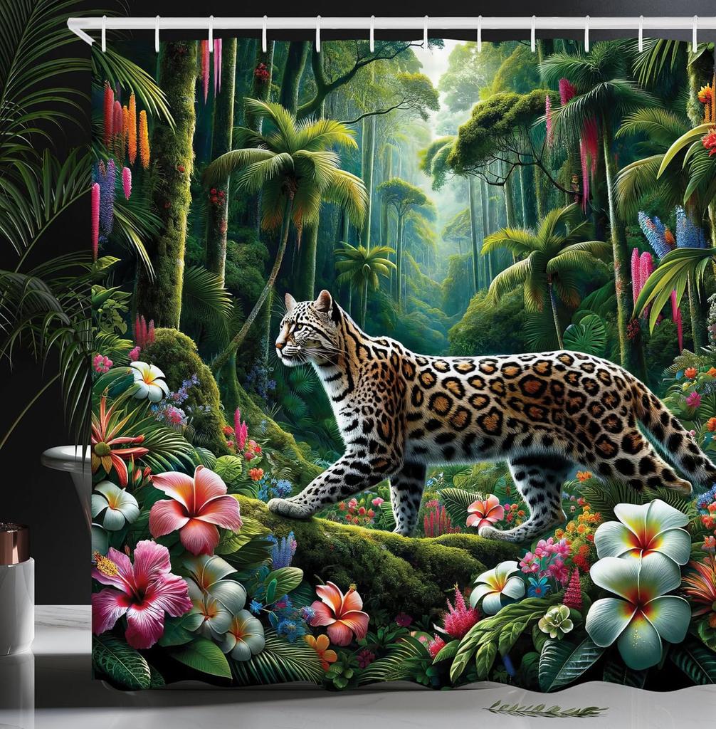 Adorable Cat Band Waterproof Shower Curtain - Cute Cartoon Cats Playing Music for a Fun and Whimsical Bathroom Decor