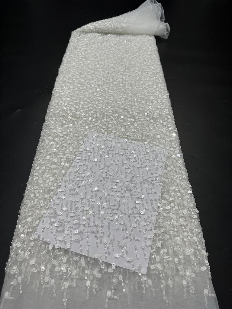 African Groom Lace Fabric For Sewing Party Dresses 2025 High Quality French Mesh Fabric Embroidered Nigeria Sequins Lace 5 Yards