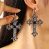 Gothic Dark Ruby Heart & Hand Drop Earrings - Creative European & American Design