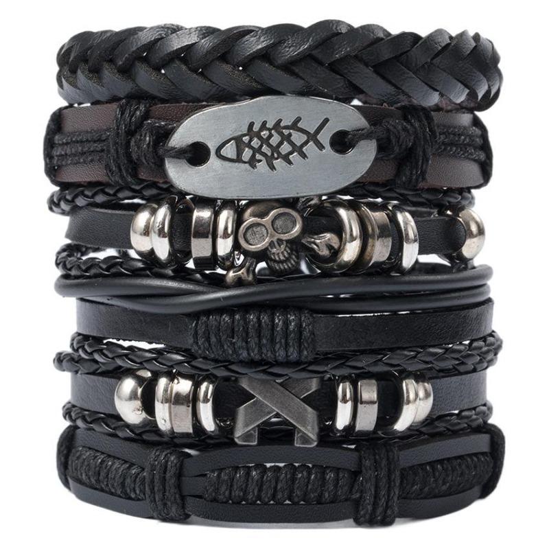 Trend Retro Fashion Punk Leather Bracelet Source Spot, Jewelry