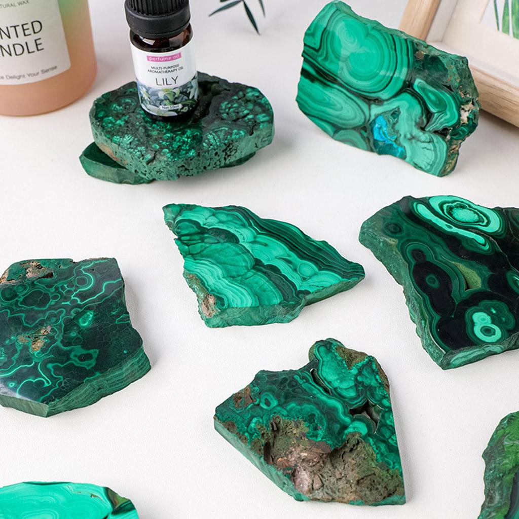 Natural Malachite Polished Slice Natural Crystal Stone Raw Malachite Slices Home Garden Art Decor Jewelry Crafting Malachite