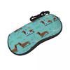 Portable Eyewear Case Dachshund Dogs And Bones Sunglasses Soft Case Glasses Box with Lanyard Zipper Eyeglass Case