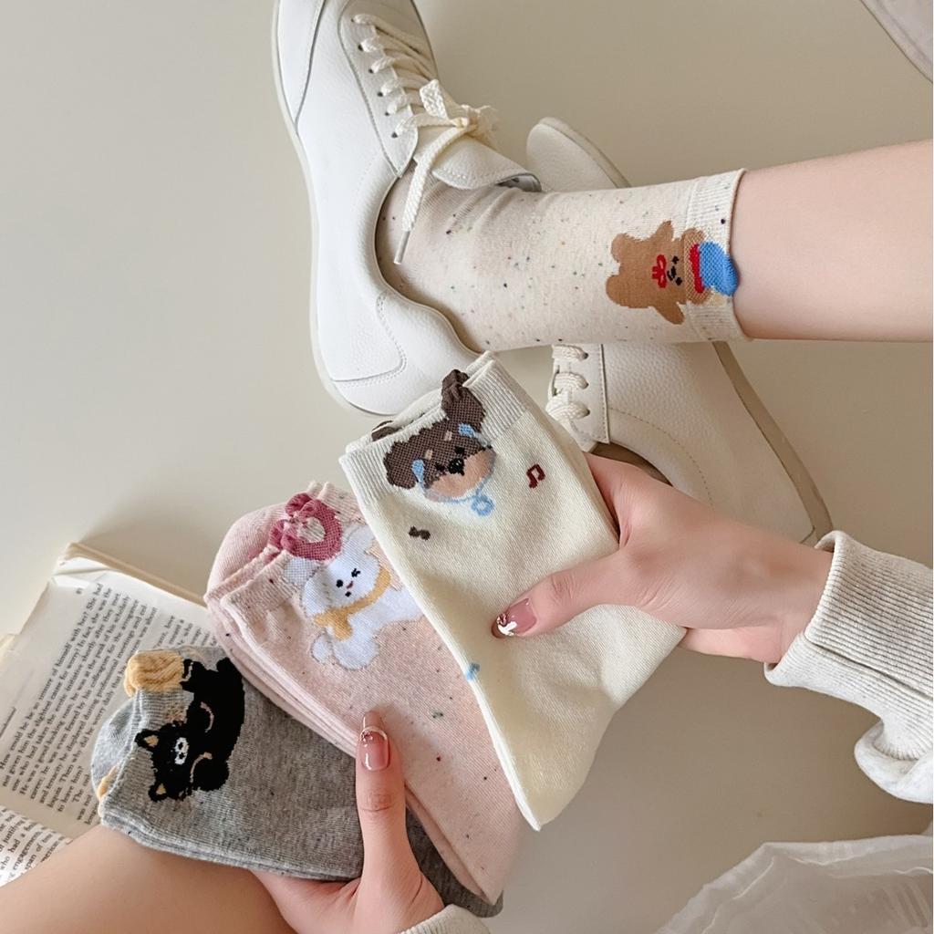 Cute Pet Paradise~ Children'S Fun Ideas Yarn Cartoon Socks Female Cute Soft Cute Small Animal Medium Tube Student Cotton Socks