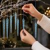 12 Pack Acrylic Transparent Icicle Ornaments, Crushed Ice Hanging Decorations for Christmas Tree and Holiday Window