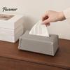Nordic Style Tissue Box PU Leather Holder, with Hand-stitched Edges Design, Modern Smooth Paper Extraction Case for Home Office Decorative Holder