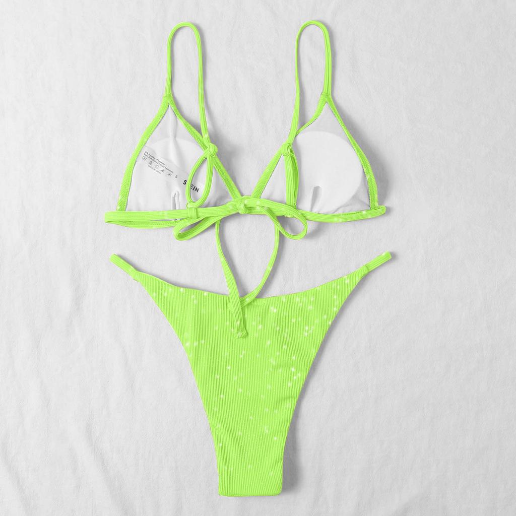 Women's Two Piece Bikini Set Triangle Top with Adjustable Straps and Low Rise Bottoms for Beach Swimwear Summer Poolside