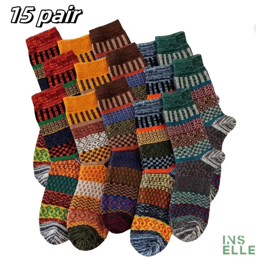 Men's Thick Warm Towel Socks 3 Pairs of Casual Solid Color Mid-calf Socks Winter Men's Socks