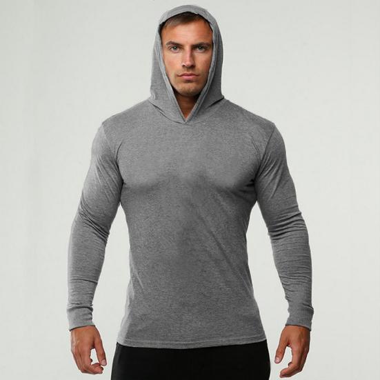 Muži Mikina s kapucí Dlouhé rukávy Jednobarevné Ležérní Slim Fit Měkká Bavlna Prodyšná Podzim Cvičení Muži Fitness Top Mikina s kapucí Sportovní oblečení