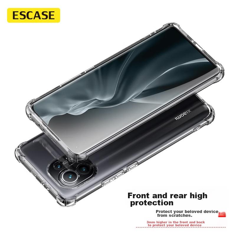 ESCASE Xiaomi 11 Phone Case Protective Cover, TPU Full Coverage Airbag Shockproof Case (With Lanyard Hole), ES-Ip9 Series Upgraded Transparent White