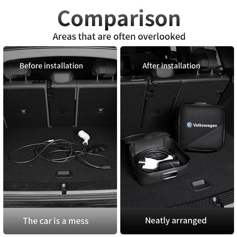 VW Car Rechargeable Gun Storage Box Leather Organizer Case For VW GTI Polo Golf MK6 Passat B6 Tiguan Arteon Jetta T-ROC ID.4 CC zf8