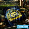 Custom Name Al Nassr Football Club Crest Flannel Blanket, Use for Birthday/Holiday Gift, Soft Blanket for Sofa/Bed/Camping/Office, Home Decor