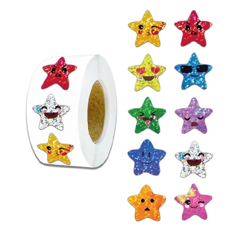 500 Pcs Waterproof Scrapbook Sticker Happy Face Star Sticker For DIY Crafting Background Decoration