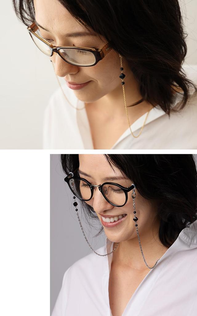 Óculos Máscara Mãe de Aço Inoxidável Natural Alergia a Óculos Óculos de Sol Feitos no Japão de Pérola x Aço Inoxidável [R-days Daikanyama] Corrente, Corrente,