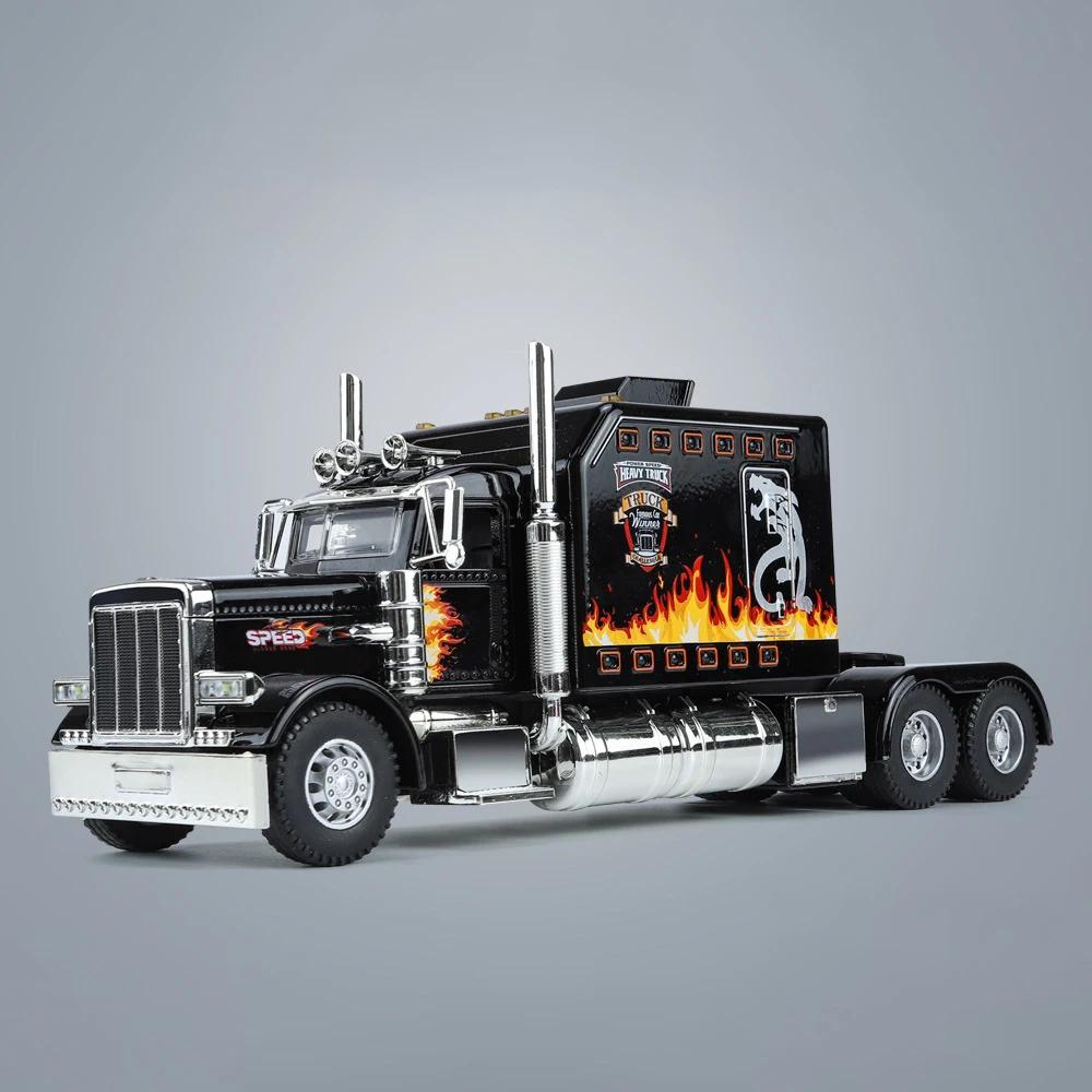 1:24 Trattori Peterbilt 389 Camion Lega Giocattolo Modello Auto Ruote Sterzo Suono e Luci Giocattolo per Bambini Collezionabili Regalo di Compleanno