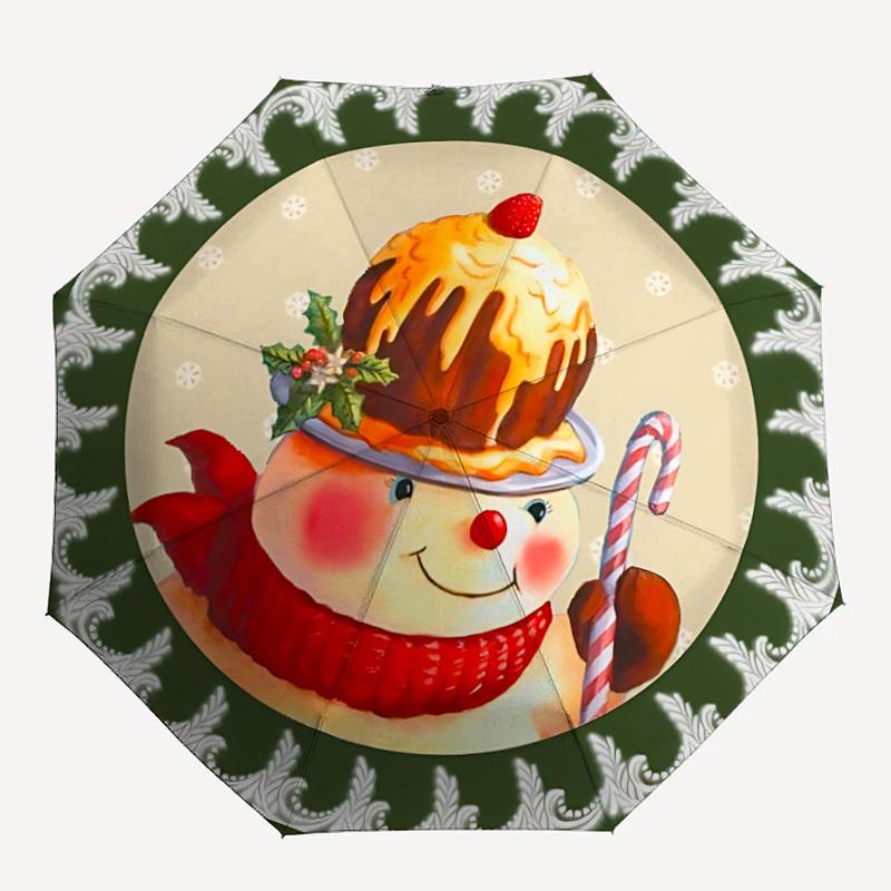 1pc Christmas, Cake Automatic Opening/Closing Folding Umbrella with 8 Ribs, Plastic Handle, Windproof Portable Sunshade Umbrella yy251222214