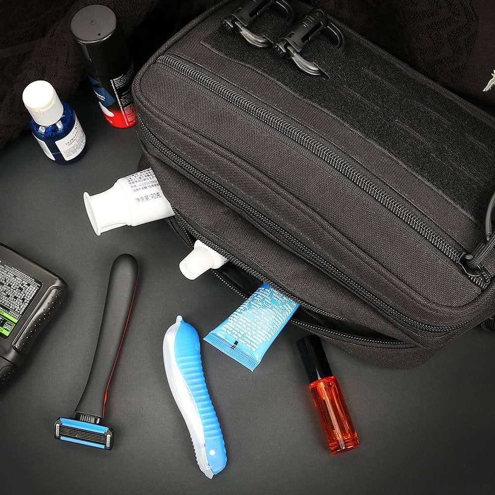 Waterproof Tactical Molle Admin Pouch with Carabiner and Keychain Laser Cut EDC Modular Horizontal Utility Tool Pouch Bag