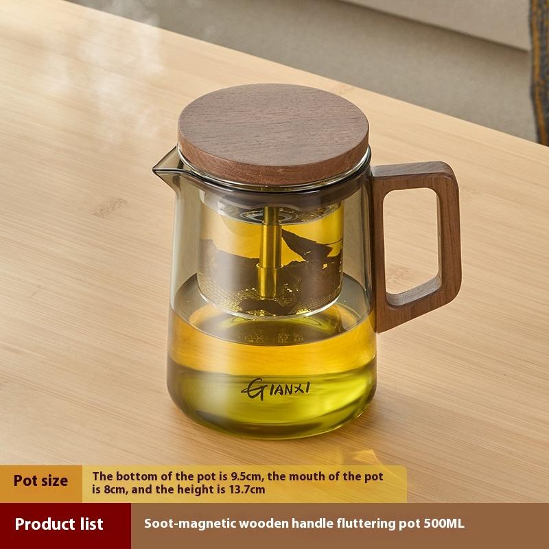 GIANXI 500ML Lid Magnetic Suction Teapot High Temperature Resistant Glass Kettle One Touch Tea Pot Tea Brewing Kettle Tea Set