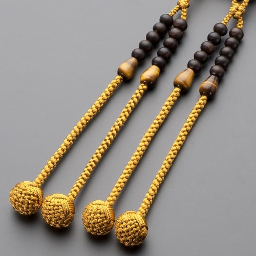 Buddhist Altar Shop Takita Shoten Buddhist Prayer Beads, Shingon Buddhism, Formal Prayer Beads [Men's], Striped Ebony (Matte) with Tiger's Eye Stone F