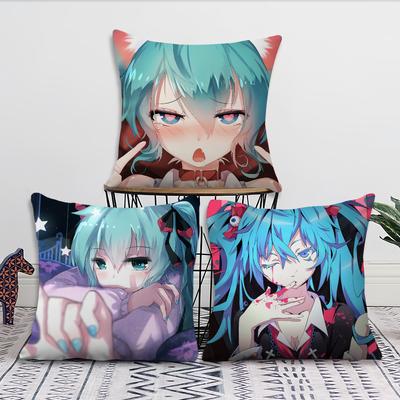 Anime wirtualny Idol H-Hatsune Girl M-Miku poszewka na poduszkę Salon Wezgłowie Biuro Sypialnia Poduszka Sofa Drzemka Poszewka