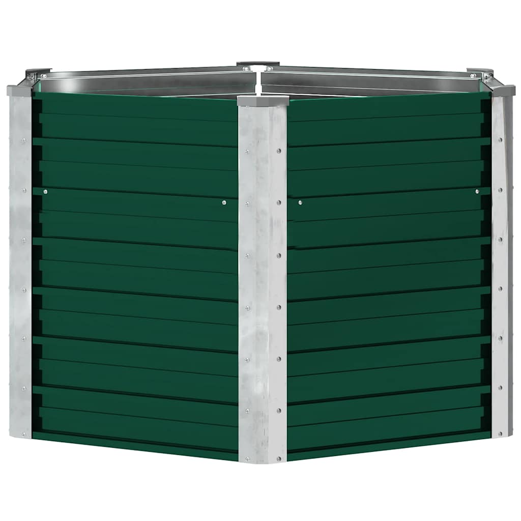Garden Raised Bed Galvanized Steel 129 x 129 x 77 cm Green