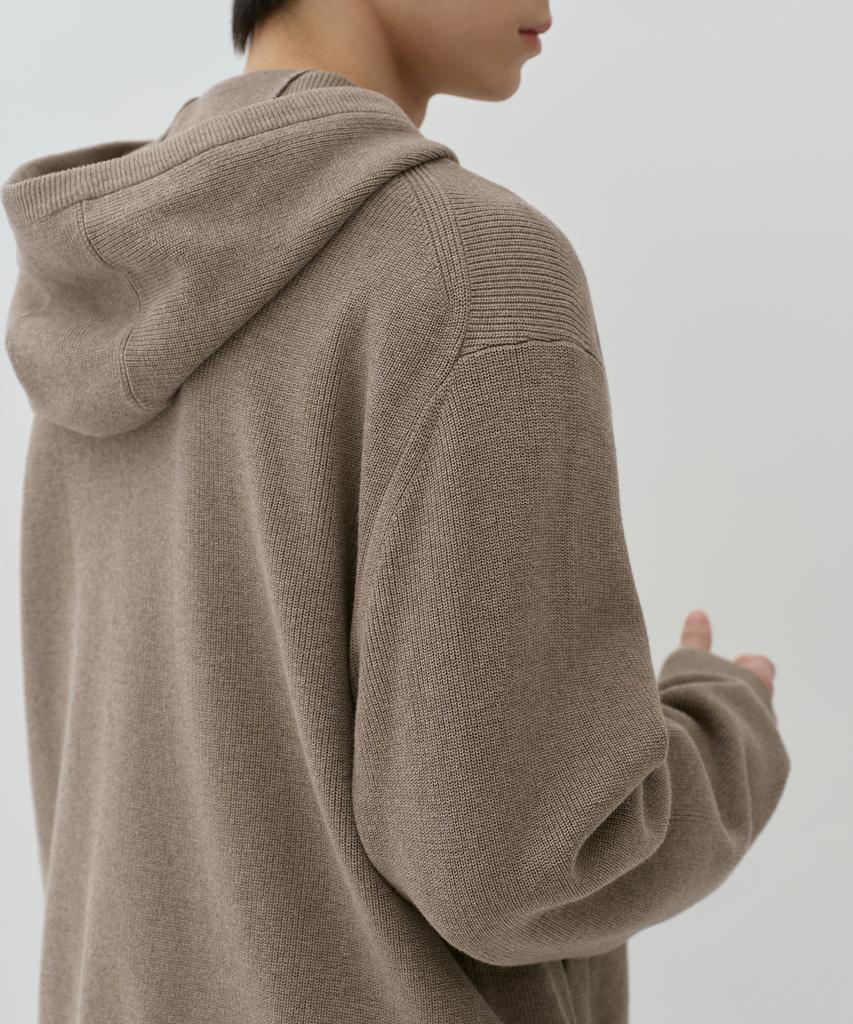 MUSINSA STANDARD Washable Supima Cotton Knit Hooded Zip-Up [Heather Beige]