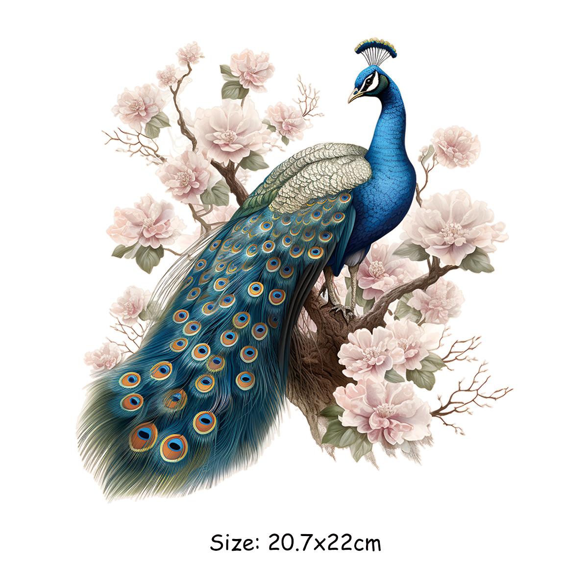 

Термопереводные наклейки для одежды, реалистичные павлиньи пуховые сумки, термопереводные наклейки для одежды, Parches Ropa, наклейки «сделай сам», патч