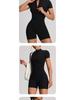 European Style Zipper Short-Sleeve Yoga Jumpsuit - Women's Tight-Fitting Running & Fitness One-Piece