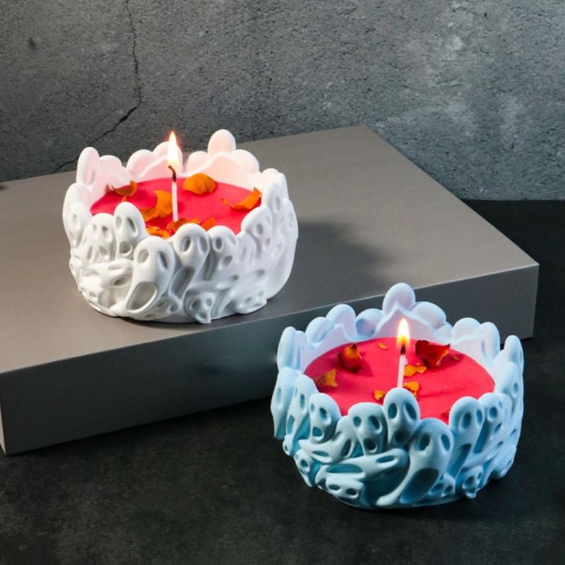 Unique Candle Holder Molds Crafting Molds Skull Shape Candle Base Moulds Silicone Texture for Crafting Candlesticks