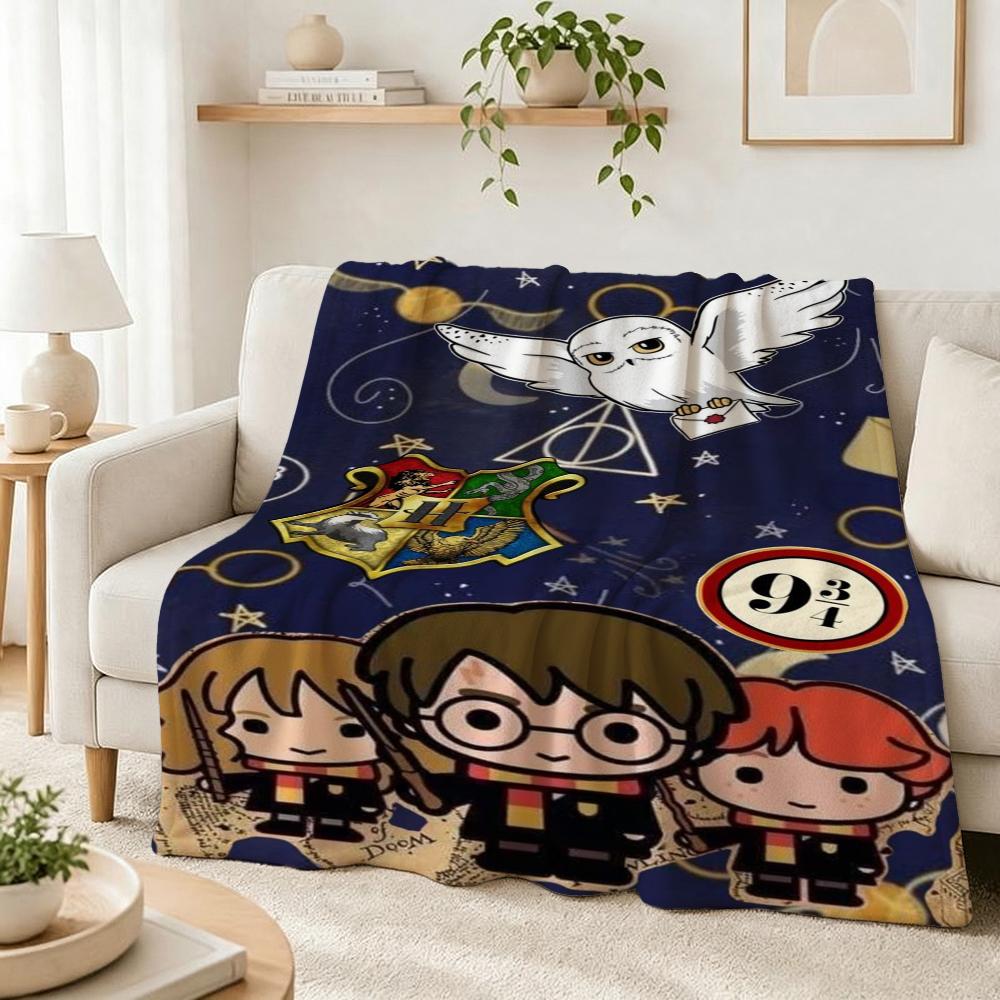Harry Potter Magical World Printed Flannel Blanket Soft Warm Fleece Blanket For Living Room Office Nap Home Decor Great Holiday Gift