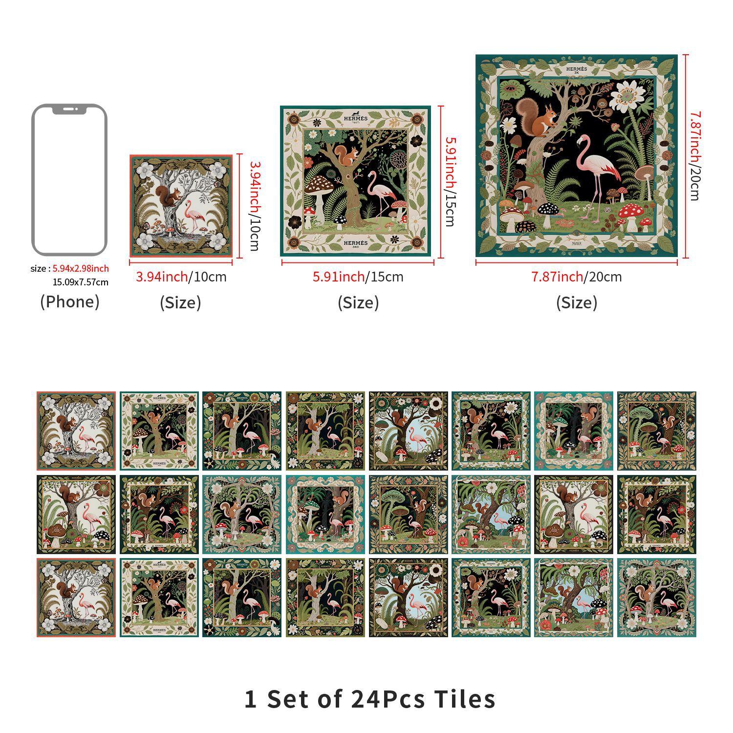 

24 штуки европейской изысканной плитки, наклейки на стены, водонепроницаемые и устойчивые к загрязнениям наклейки на плитку для кухни и ванной комнаты, самоклеящиеся DIY 10*10cm*24pcs