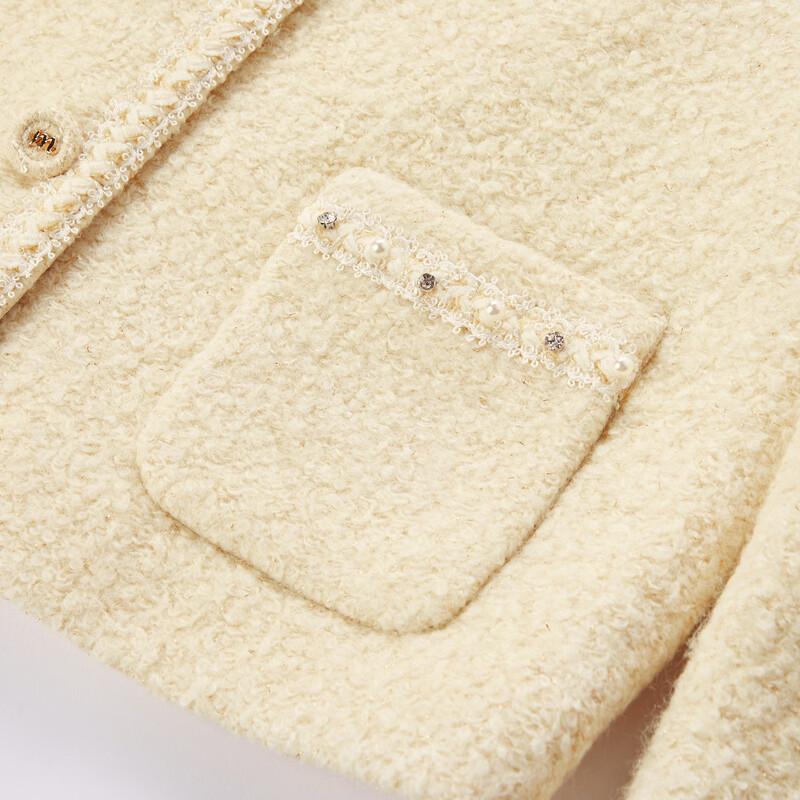 Xiangying Women's Yellow Tweed Woolen Jacket