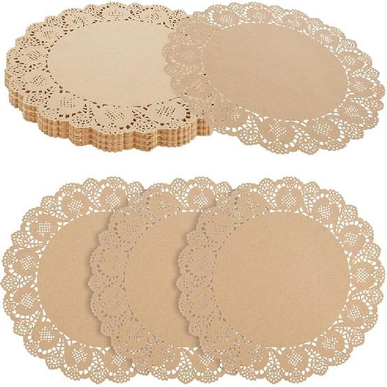 100 Pcs Paper Doilies, 13.4 inch Round Disposable Lace Paper Place Mats Placemat, Decorative Table Pad for Food Cakes Crafts Party Weddings Tableware