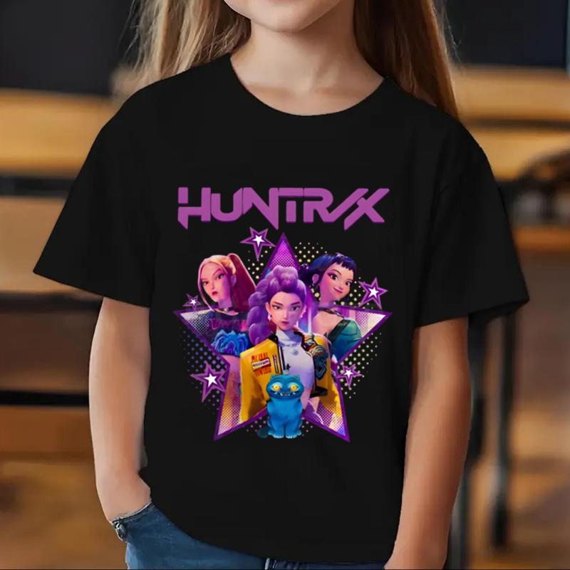 

K-pop Истребители демонов Детская футболка Одежда для маленьких девочек Модные повседневные топы 2025 Кино Хлопковая футболка Подарок для фанатов Детская одежда 150