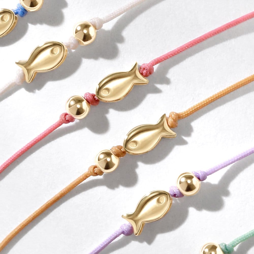 14K Lucky Fish Golden Ball Knot Bracelet (6 Types)