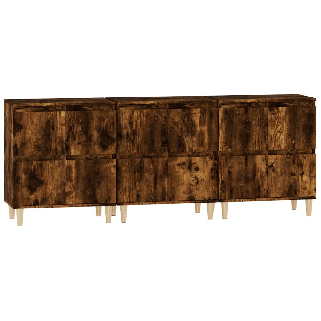 Sideboards 3 pcs Smoked Oak 60 x 35 x 70 cm Engineered Wood