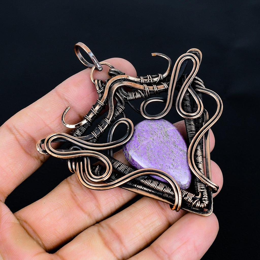 Purpurite Jewelry, 999 Copper Wire Wrapped Pendant Handmade Gemstone Jewelry, Gifts For Wife Brand New Pendant