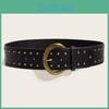 Leather Rivet Punkinspired Belt With Double Row Stitching Urban Style Outfits