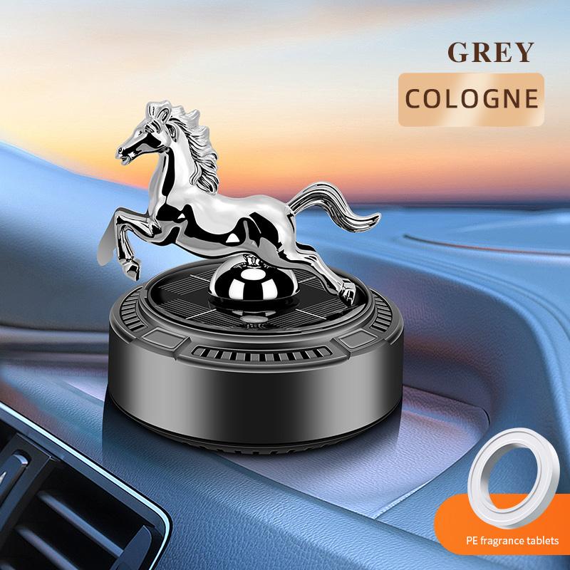 Solar Powered Car Air Freshener Perfume Creative Galloping Horse Design Car Aromatherapy Interior Perfume Decoration Gift Cologne