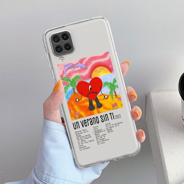Klare Hülle für Samsung Galaxy A52 A12 A51 A32 A21s A71 A32 A22 50 A70 A31 A72 5G Handyhülle Bad Bunny Herz Coque Capa