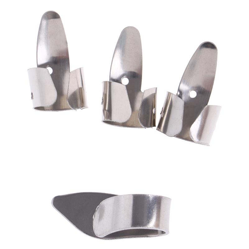 4Pcs Guitar Accessories Finger Picks Plectrums Metal Slide Tools