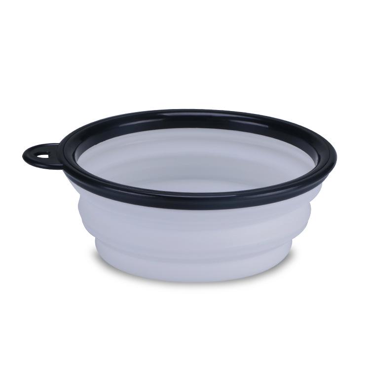 Buckle Black Foldable Silicone Pet Bowl: Portable Outdoor Cat & Dog Feeding Basin