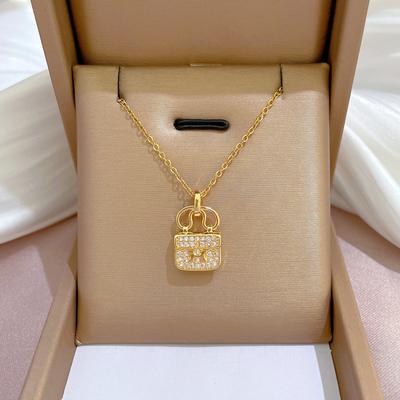 Luxury Bag Temperament Micro-Inlaid Diamond Necklace Women'S Transfer Bead Collarbone Chain With Jewelry