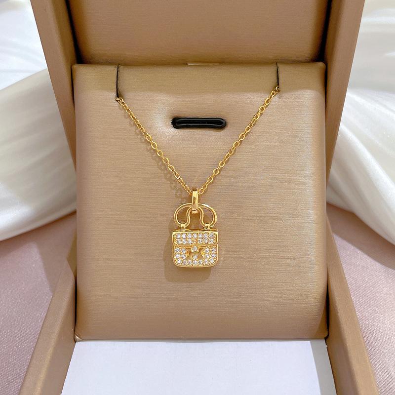 Micro-Sertissage Tempérament Luxe Léger Plein de Diamants Or Véritable Exquis Micro-Sertissage Collier Chaîne Clavicule Tendance Mode Féminine