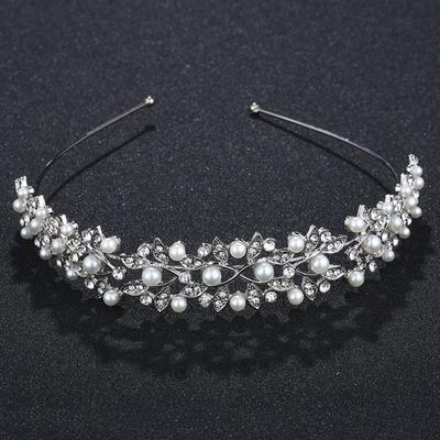 Headpiece Rhinestone Hair Crown Simple Headwear New Pearl Rhinestone Headband
