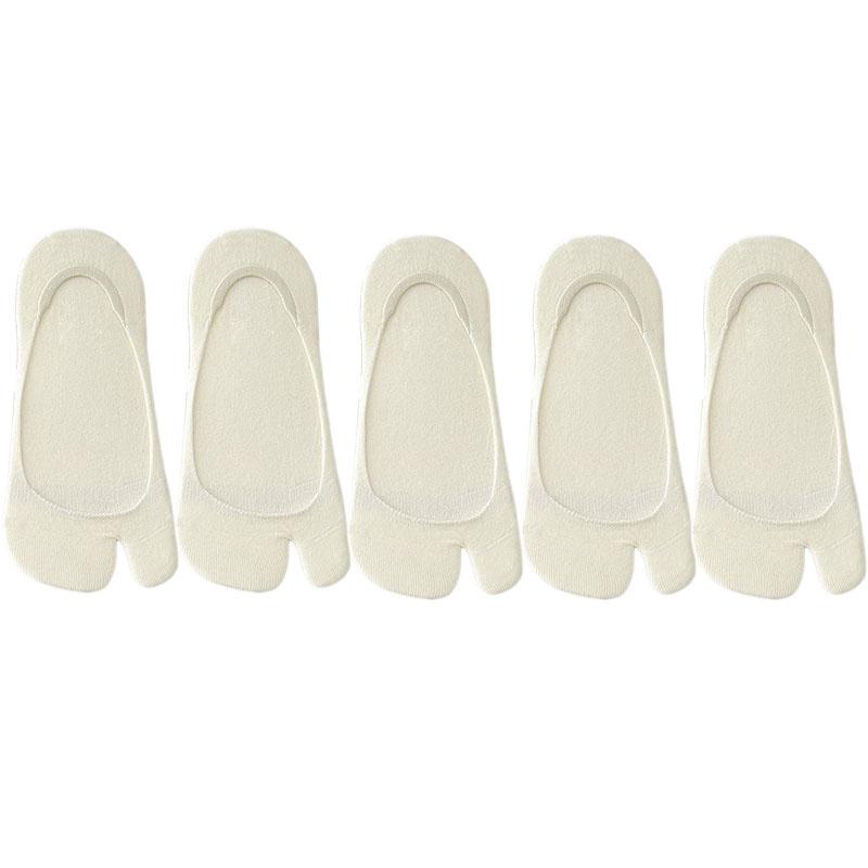 15 Paar Twee-Teen Sokken Onzichtbaar Antislip Laag uitgesneden Sokken Effen Comfortabel Ademend Zomer Dun Katoen Tabi Sokken One Size beige