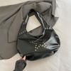 Retro Star Rivet Tote Bag Solid Pu Leather Shoulder Bag Large Capacity Female Casual Shopping Underarm Pack Lady Handbag