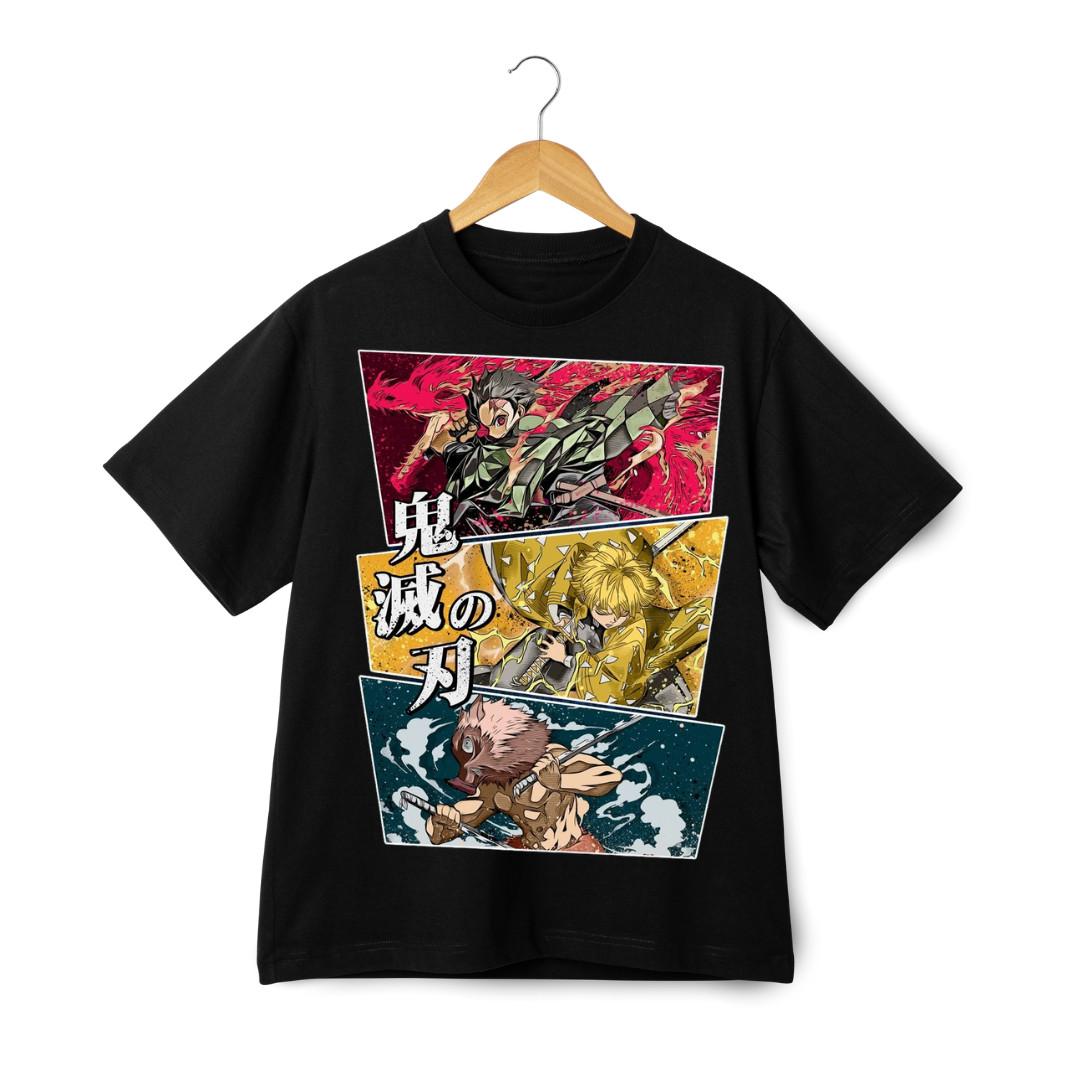 Demon Slayer Anime Graphic T-Shirt Mens Womens Tees Top – Tanjiro Zenitsu Inosuke Streetwear Tee S