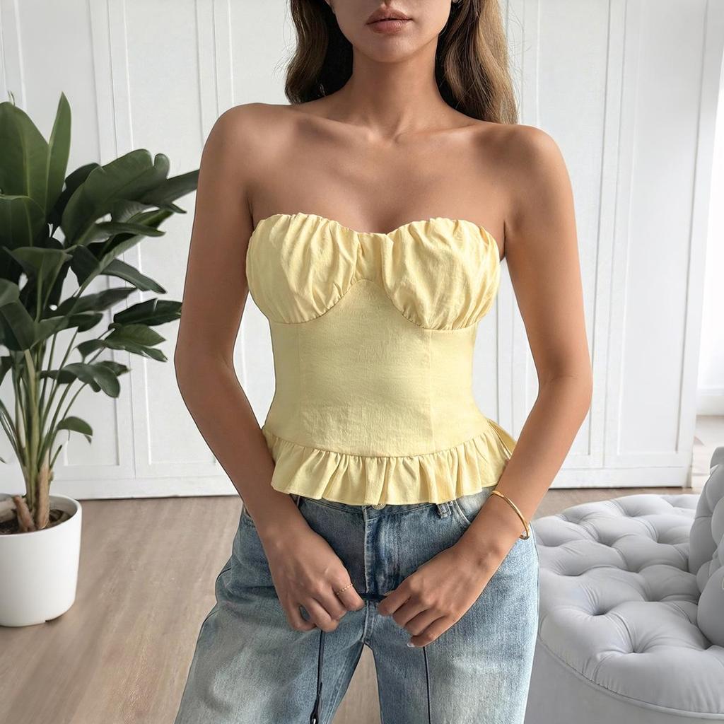 Di Yun Strapless Ruffle Tank Top - Women's Y2K Spring/Summer Fashion