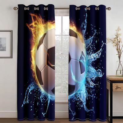 Cool Ball Curtain Football Basketball Football Baseball, a Set of Two Pieces, Home Bedroom Living Room Curtain