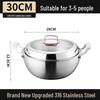 ZCCJ 30cm 316 Stainless Steel Deep Wok
